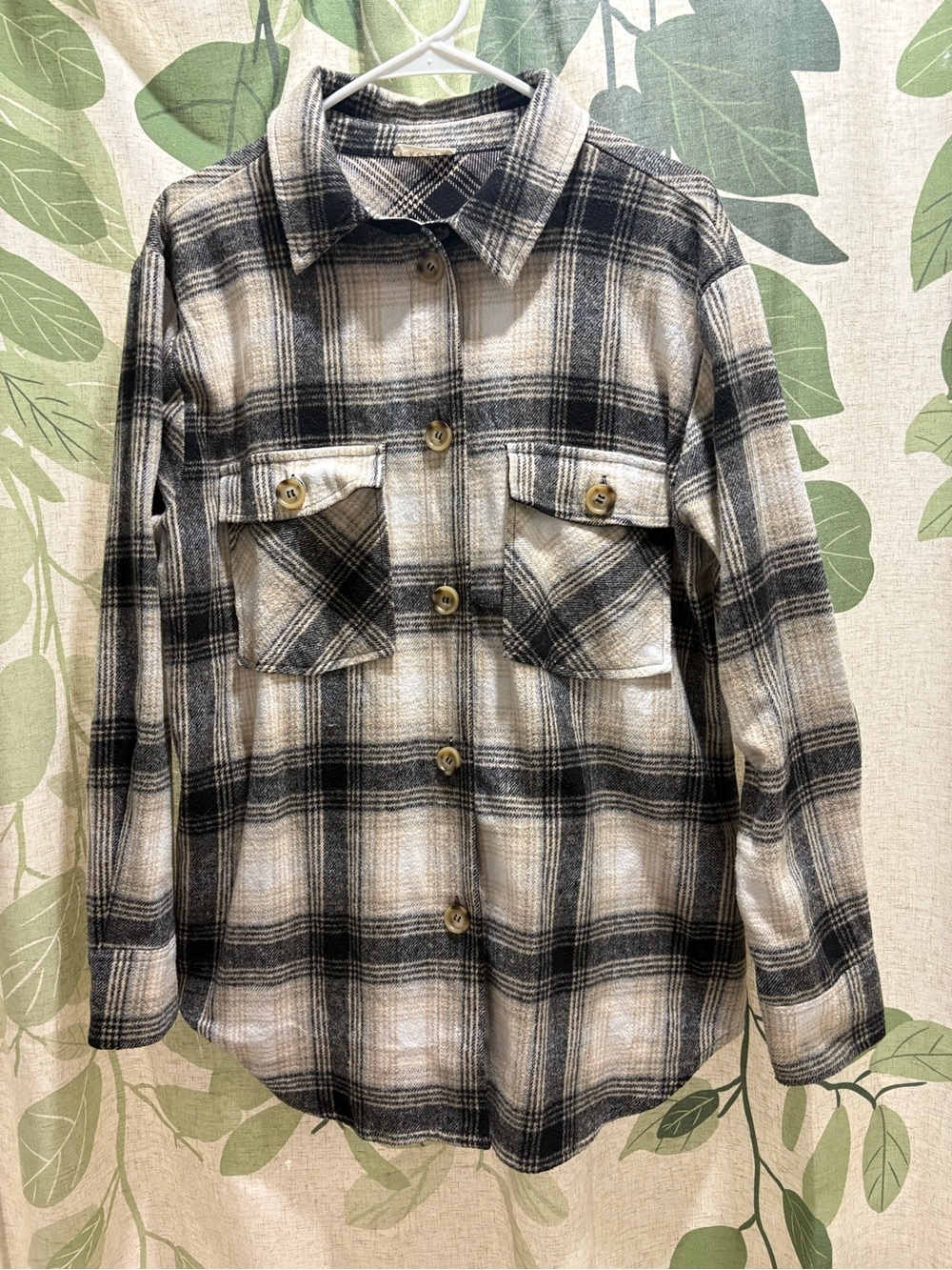Kori Black & Cream Plaid Button-Front Jacket